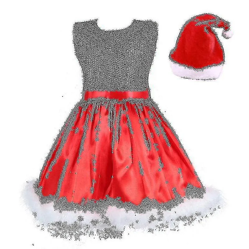 2022 Niños Navidad Año Nuevo Traje Disfraz Cosplay Santa Claus Bolsa de capa Vestido para niñas de 2 a 8 años