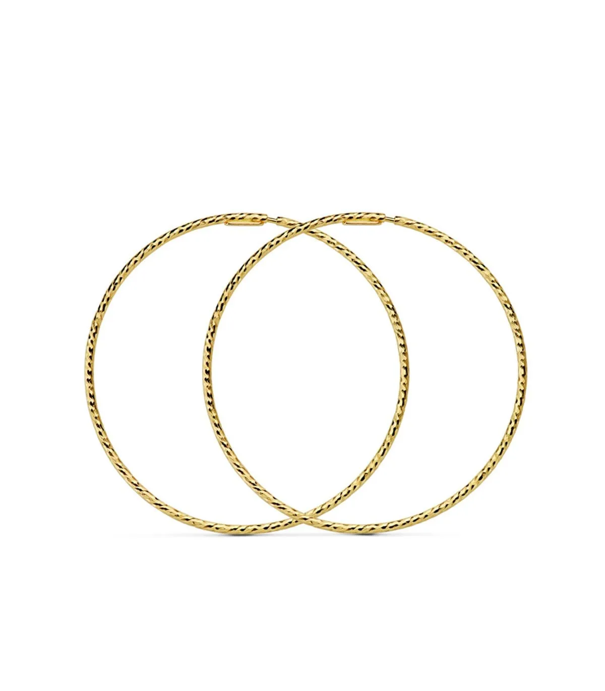 Aros Diamantados Oro Amarillo 18 K 40 MM