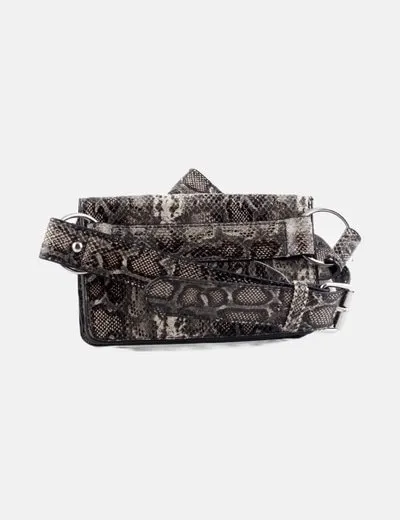 Bershka Riñonera gris animal print