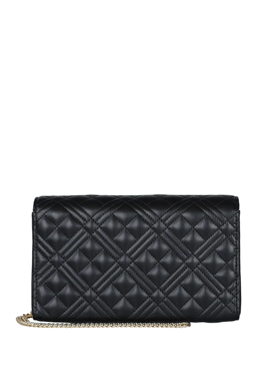 Bolso negro acolchado con logo dorado