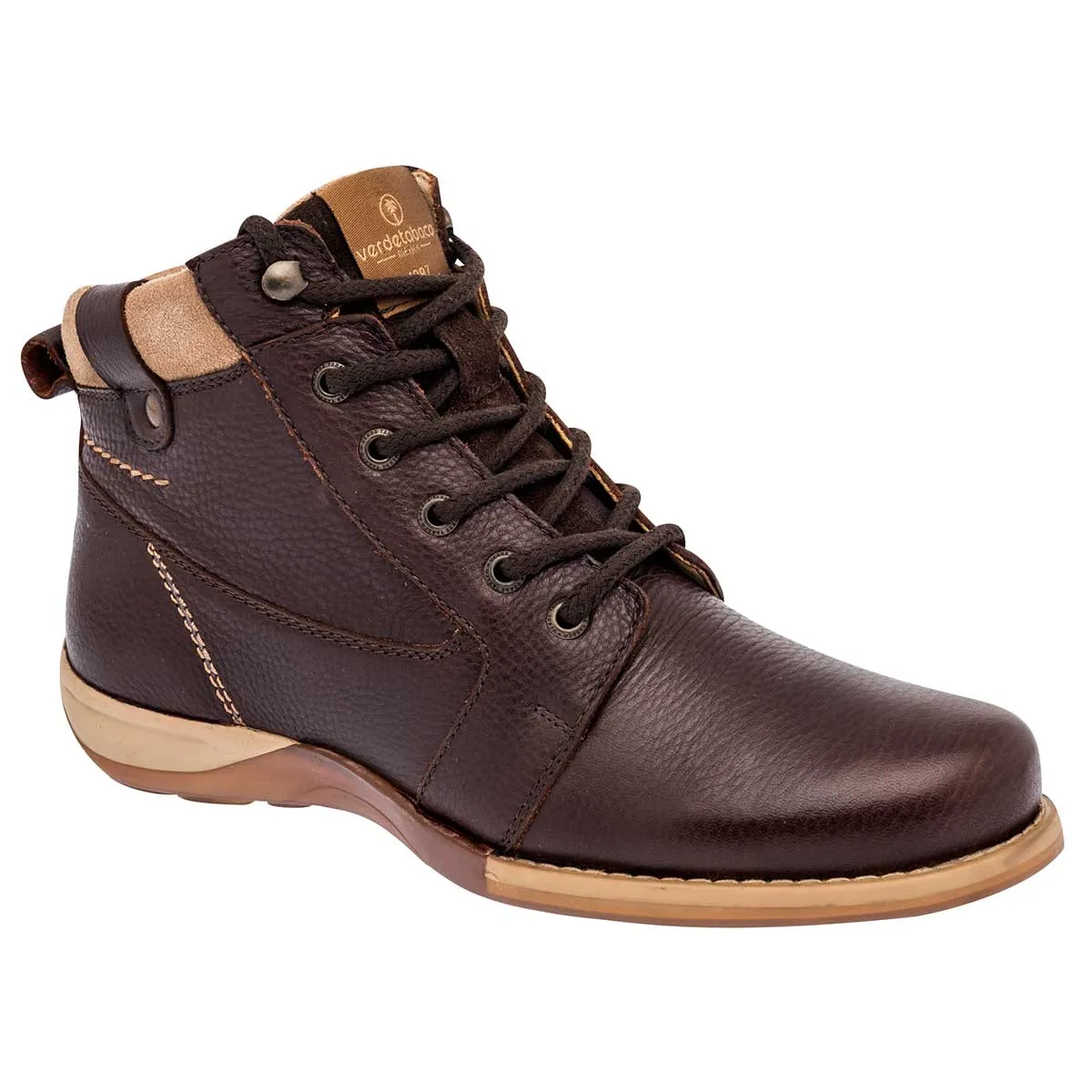 Botas Exterior Piel Color Café Para Mujer De Verde Tabaco