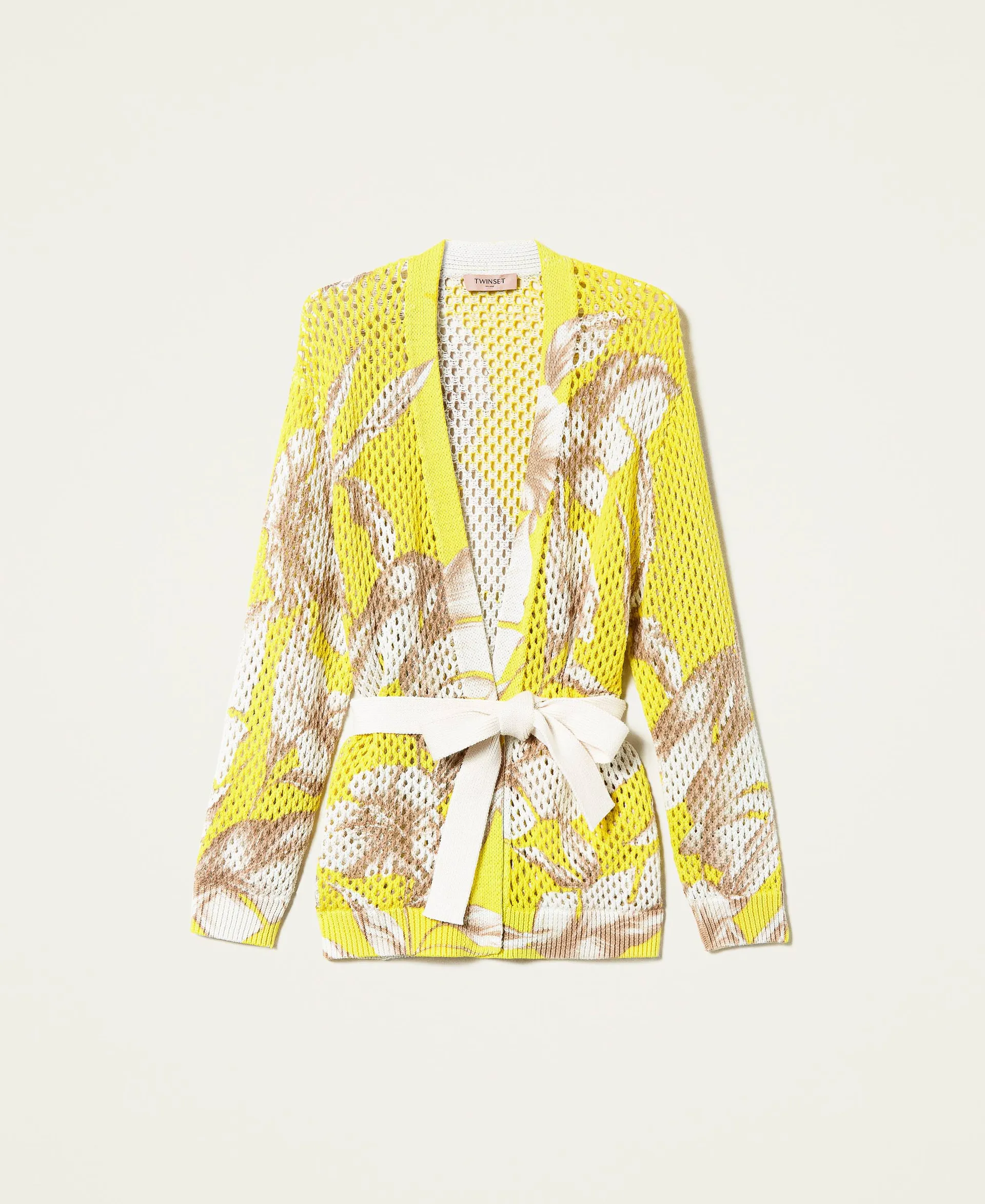Cárdigan de rejilla estampado