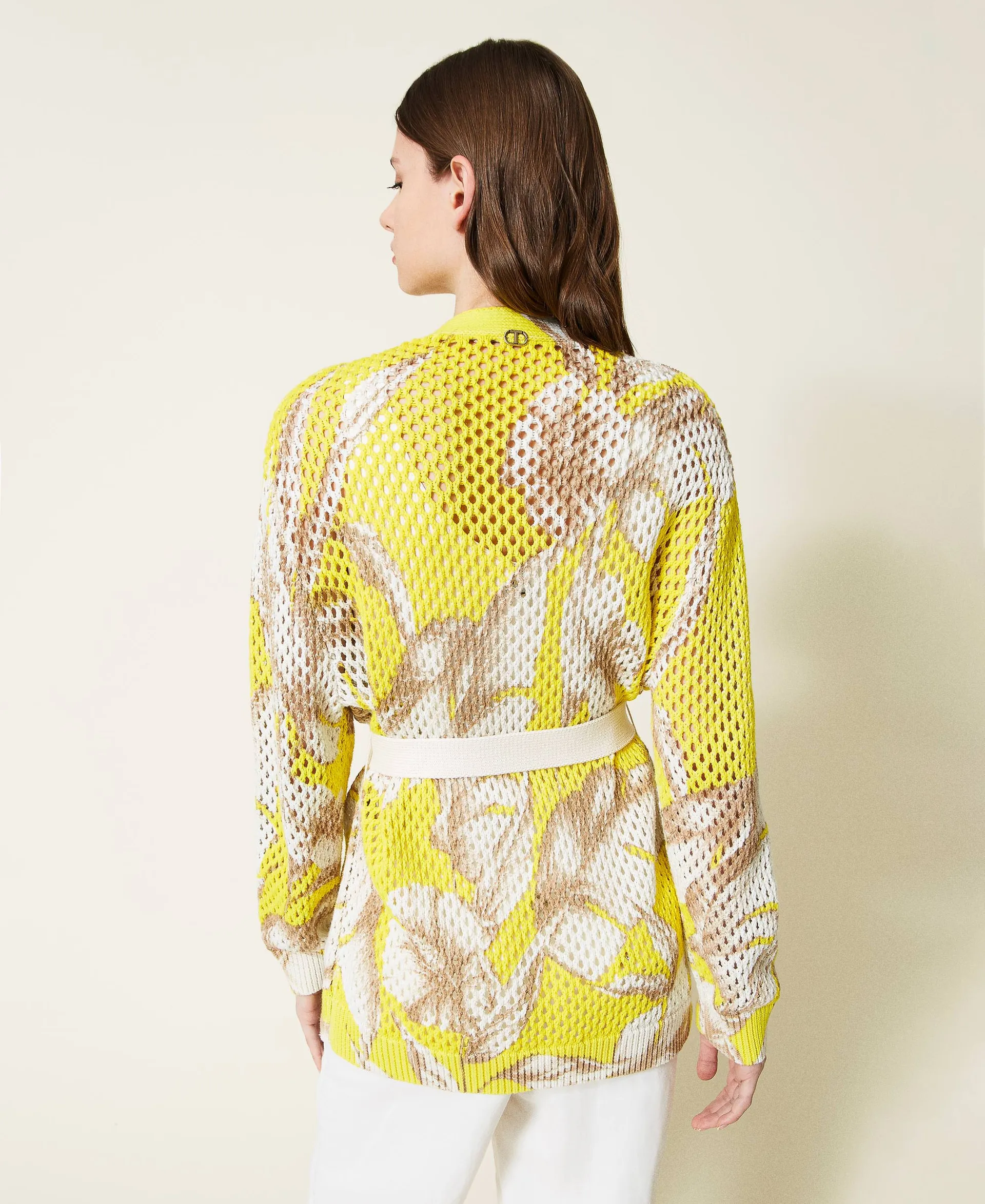 Cárdigan de rejilla estampado