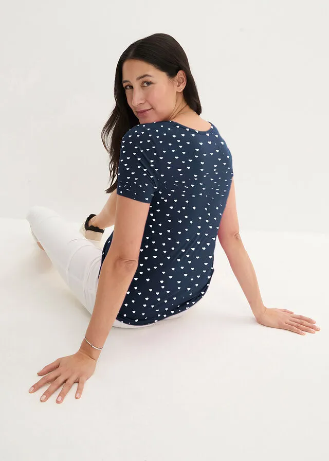Camiseta premamá/de lactancia con encaje, manga corta Camiseta premamá/de lactancia con viscosa sostenible, encaje, en rosa viol