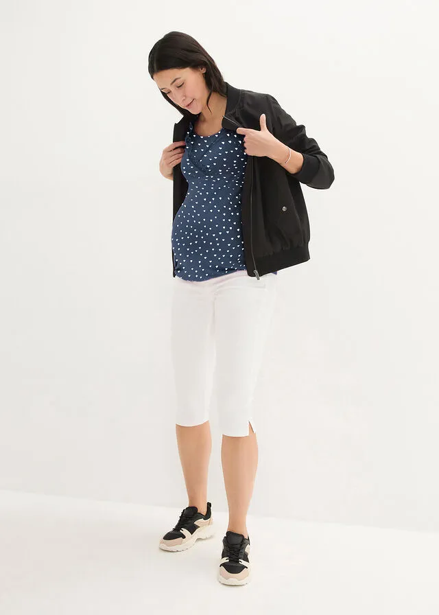 Camiseta premamá/de lactancia con encaje, manga corta Camiseta premamá/de lactancia con viscosa sostenible, encaje, en rosa viol