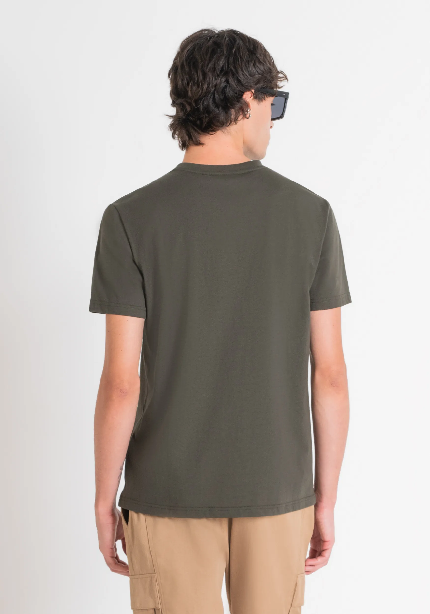 CAMISETA REGULAR FIT DE JERSEY DE ALGODÓN VERDE CON LOGOTIPO