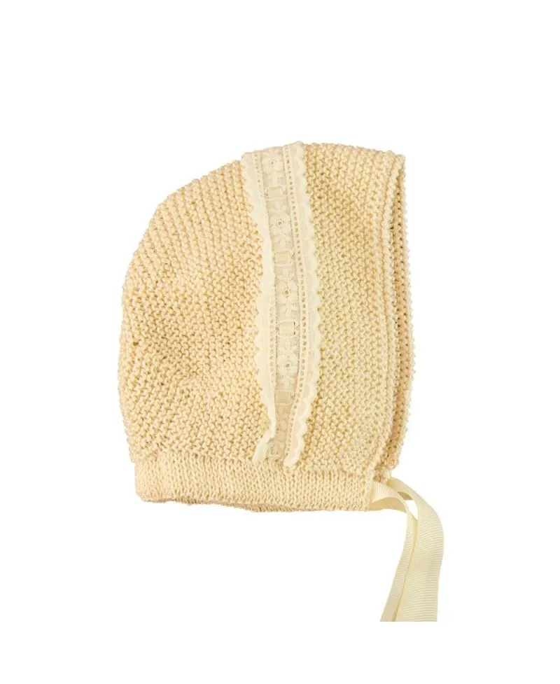 Capota Bebe Entredós Algodón Egipcio Beige