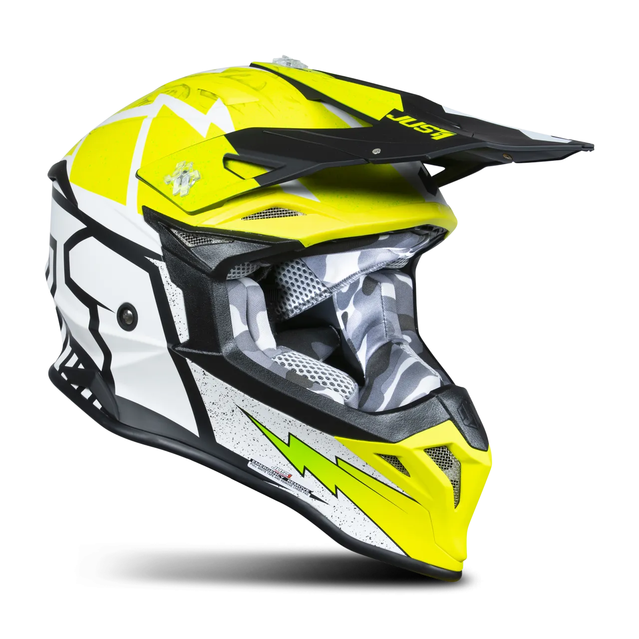 CASCO DE CROSS JUST1 J39 POSEIDON NEGROAMARILLO FLUOBLANCO 