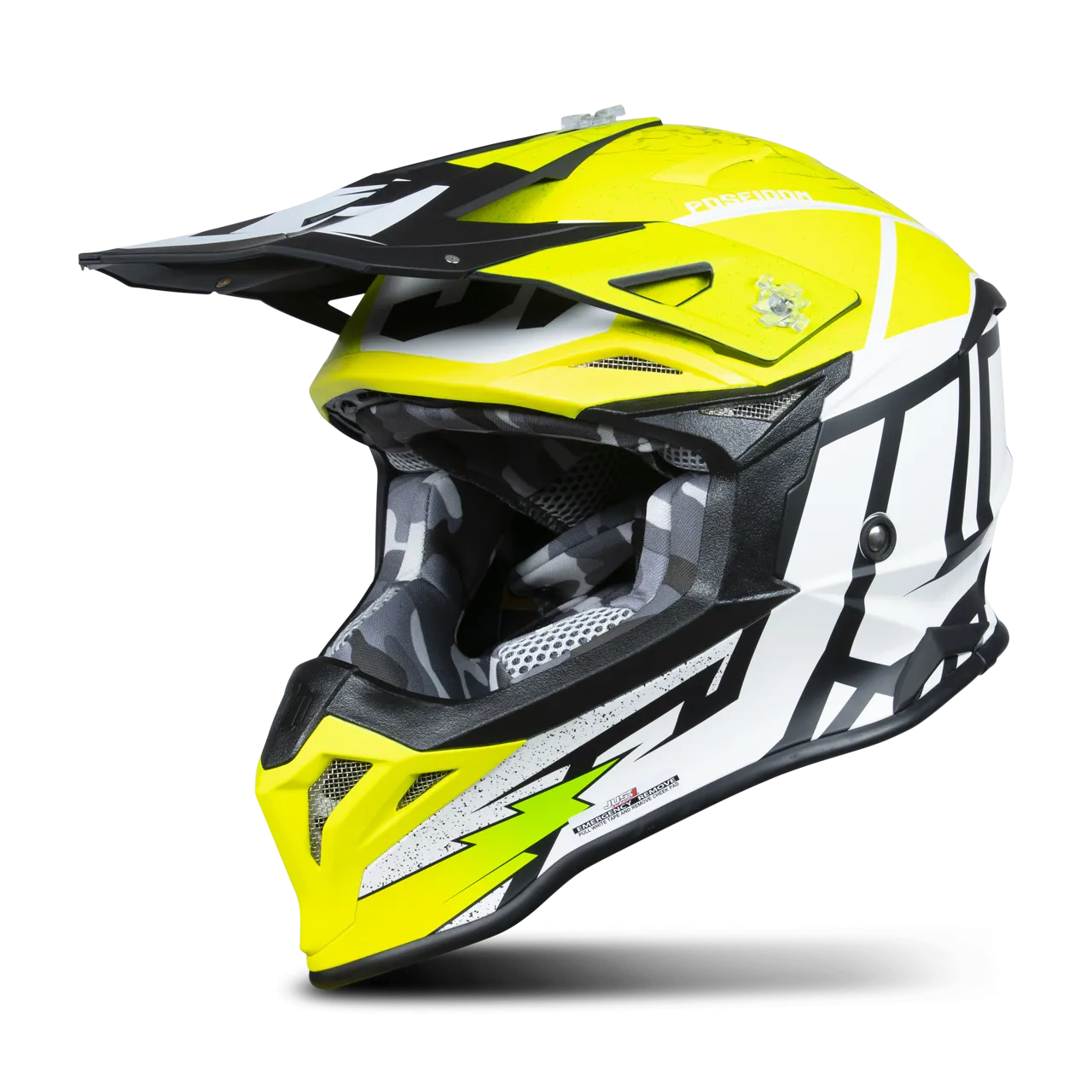 CASCO DE CROSS JUST1 J39 POSEIDON NEGROAMARILLO FLUOBLANCO 