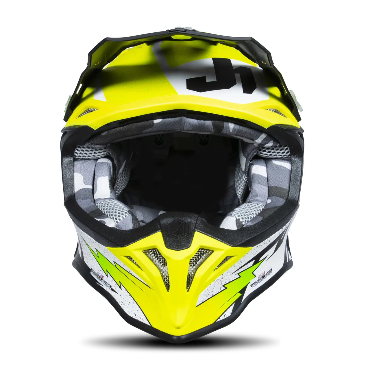 CASCO DE CROSS JUST1 J39 POSEIDON NEGROAMARILLO FLUOBLANCO 