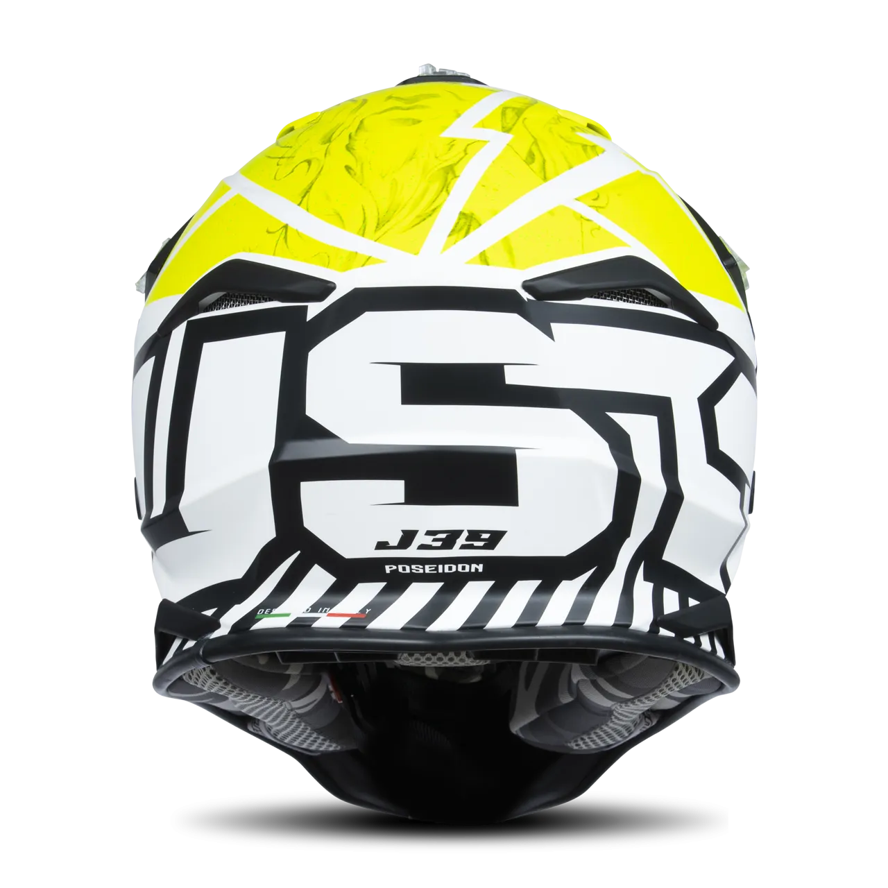 CASCO DE CROSS JUST1 J39 POSEIDON NEGROAMARILLO FLUOBLANCO 