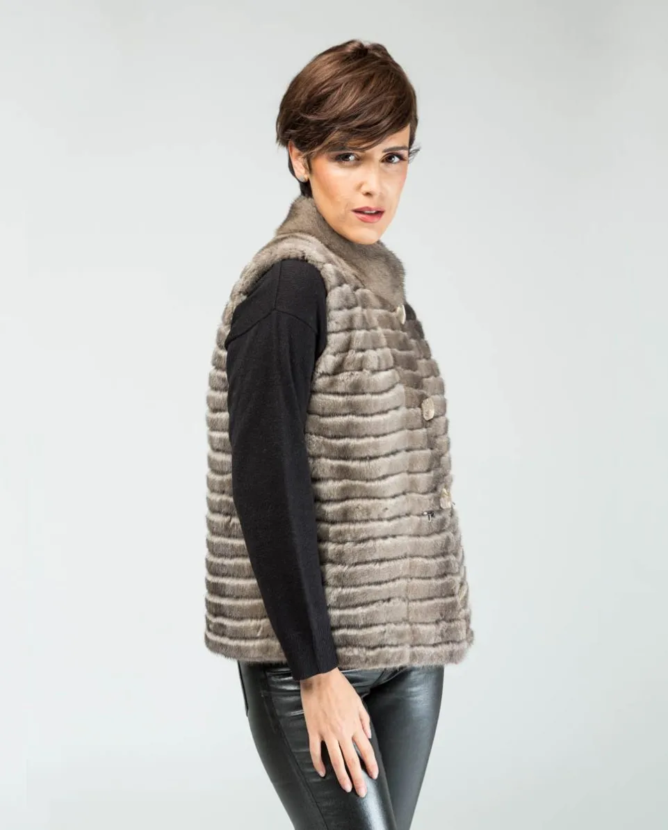 Chaleco de pelo de mujer de visón reversible
