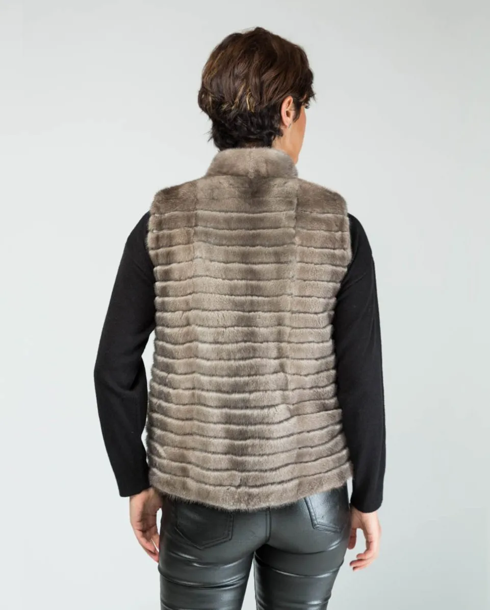 Chaleco de pelo de mujer de visón reversible
