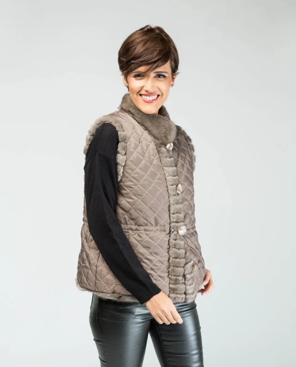 Chaleco de pelo de mujer de visón reversible