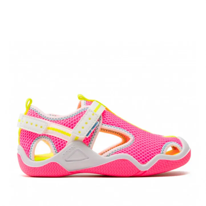 Chanclas Geox rosas con interior amarillo