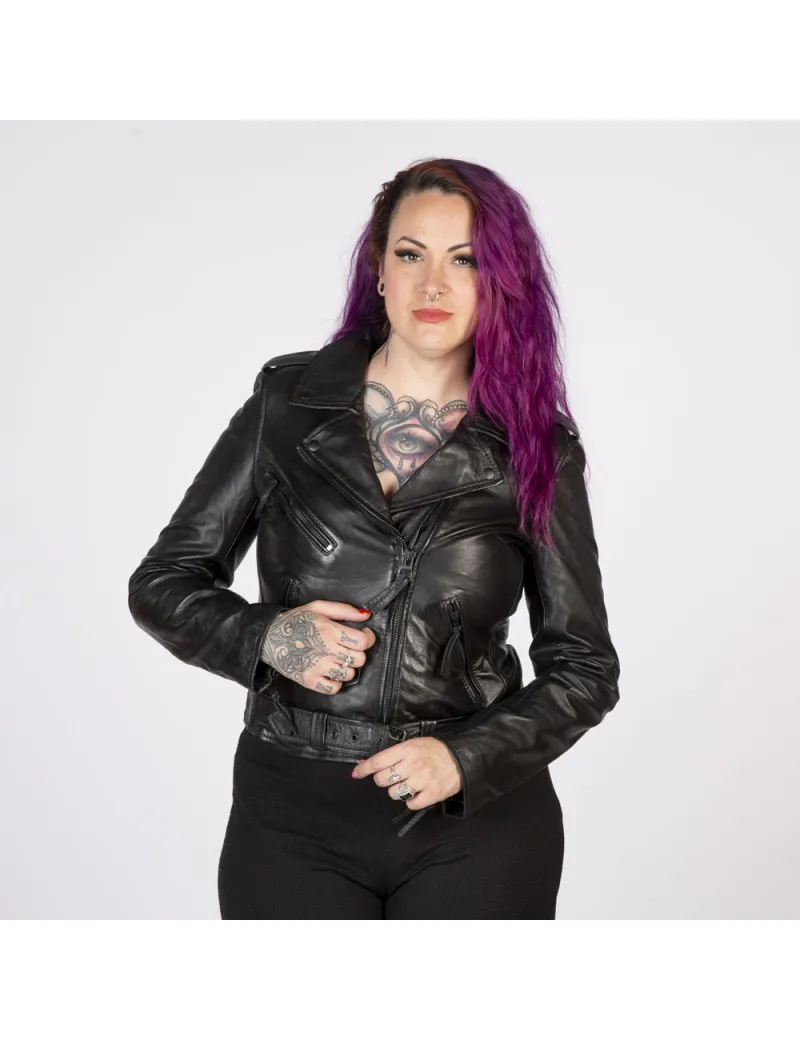 Chaqueta de piel Oveja Negra Napa damas con accesorios