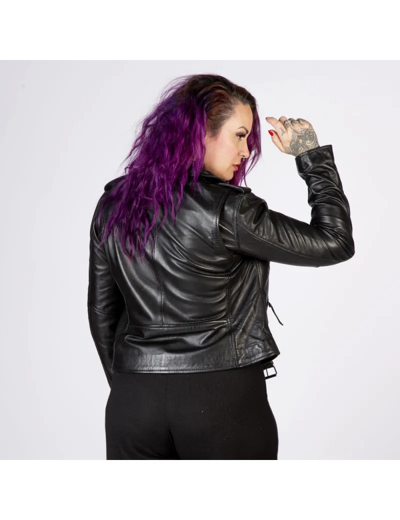 Chaqueta de piel Oveja Negra Napa damas con accesorios