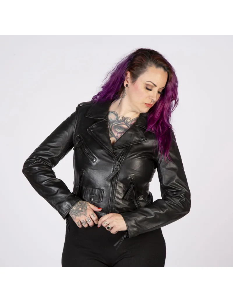 Chaqueta de piel Oveja Negra Napa damas con accesorios