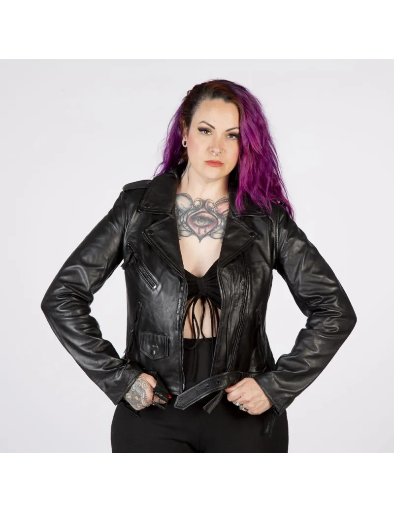Chaqueta de piel Oveja Negra Napa damas con accesorios