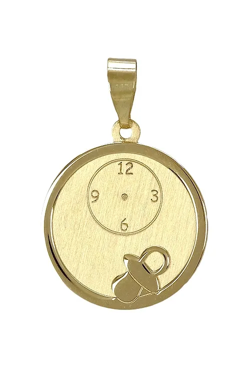 COLGANTE ORO 18K DISCO CON RELOJ Y CHUPETE 243_00006760