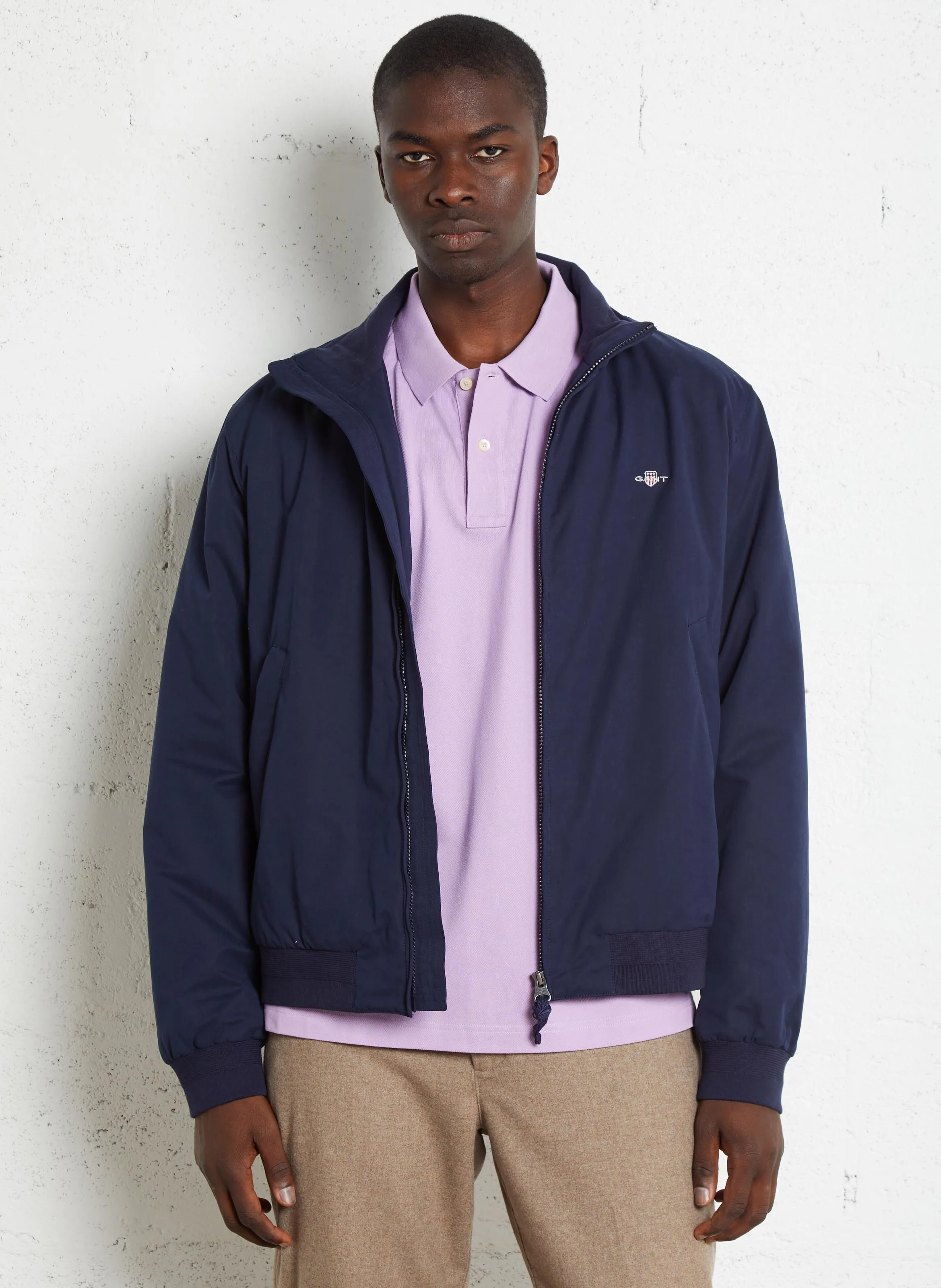 GANT Chaqueta recta con cuello alto en azul
