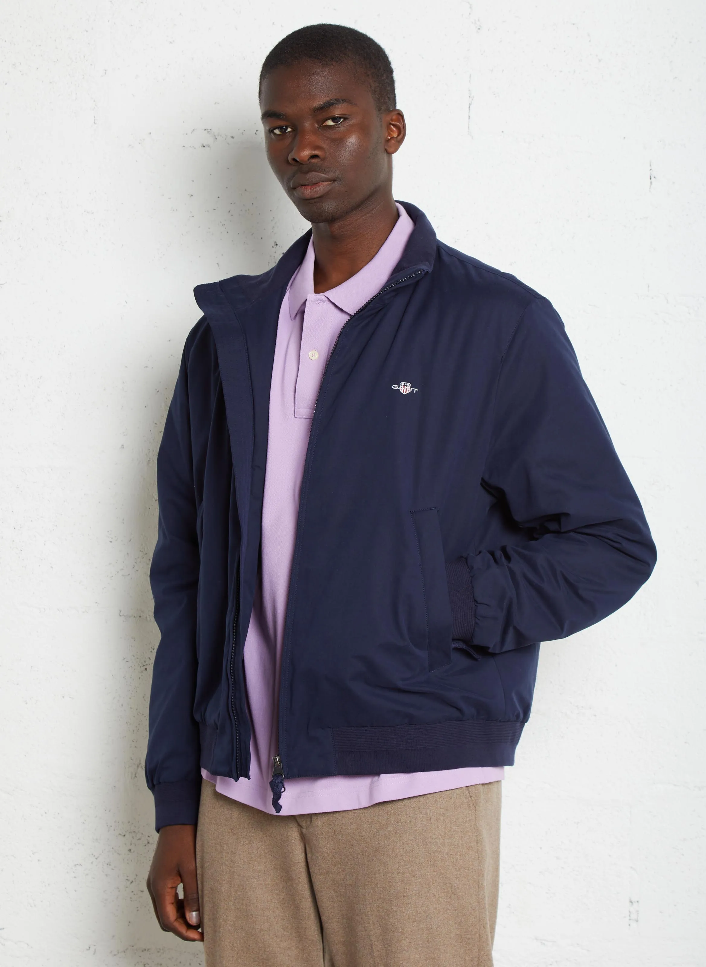 GANT Chaqueta recta con cuello alto en azul