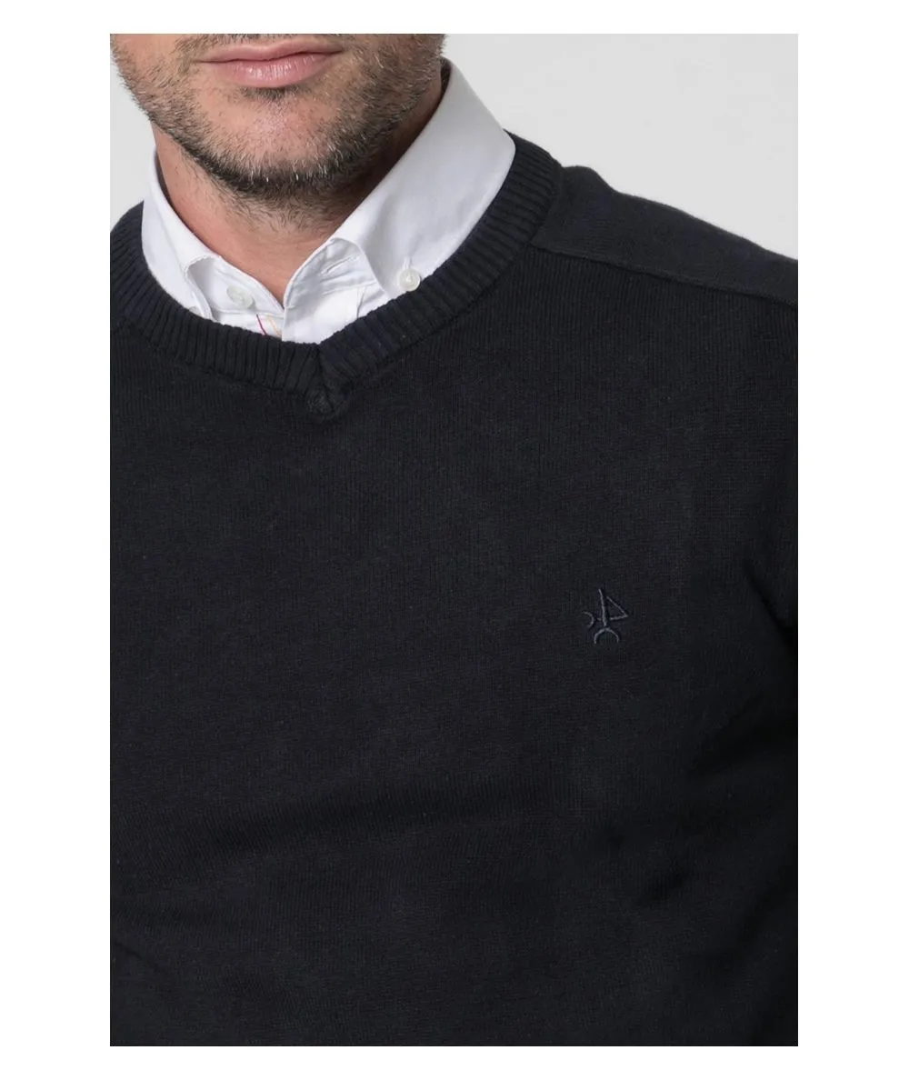 Jersey cuello pico azul marino de hombre