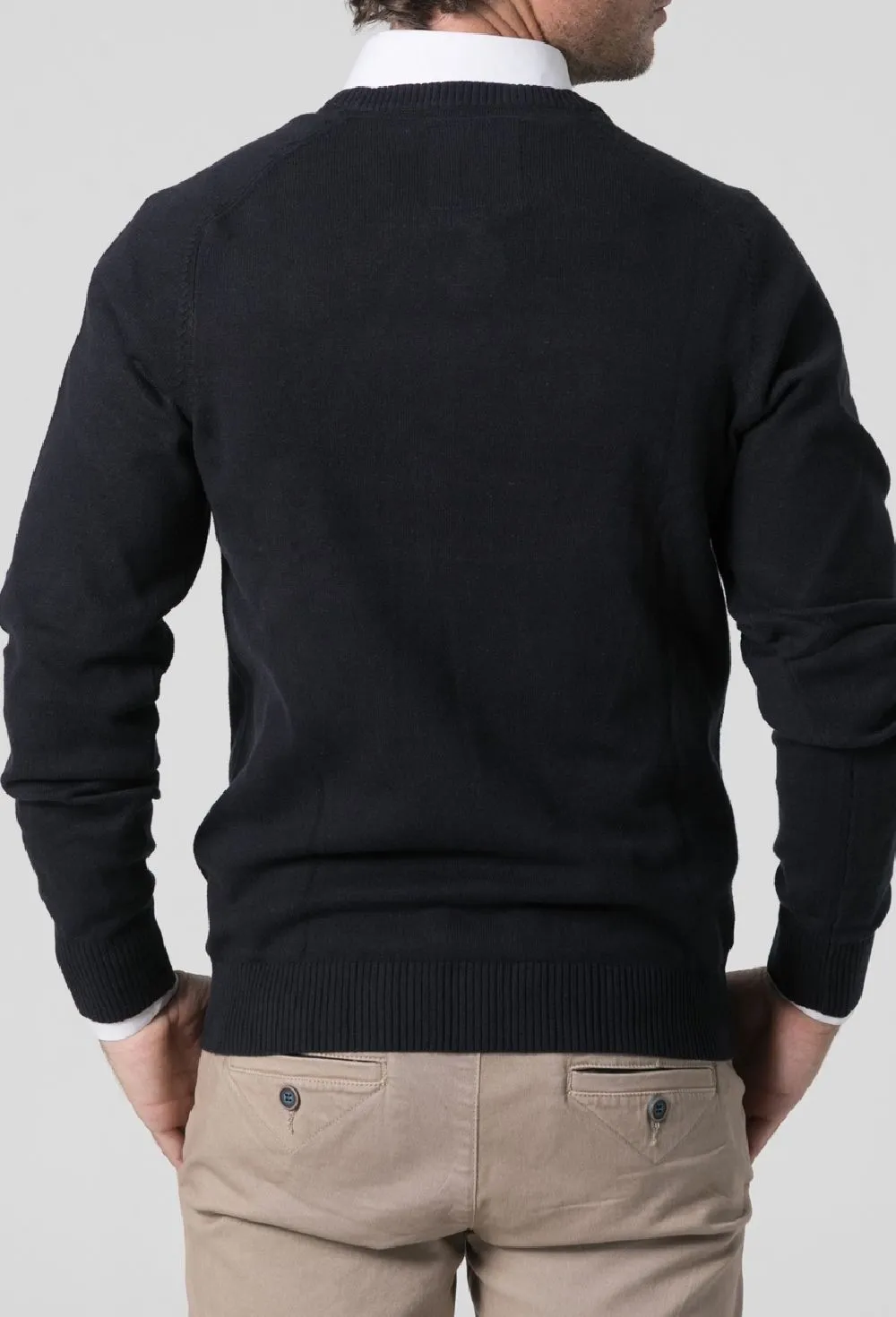 Jersey cuello pico azul marino de hombre