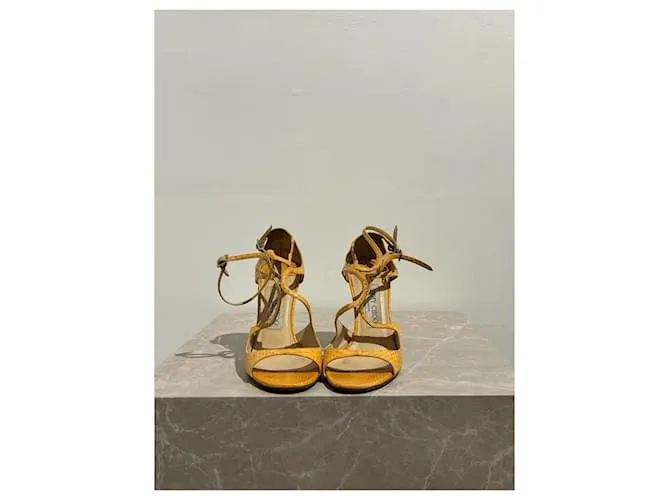 JIMMY CHOO Sandalias T.EU 37 Cuero exótico Amarillo 