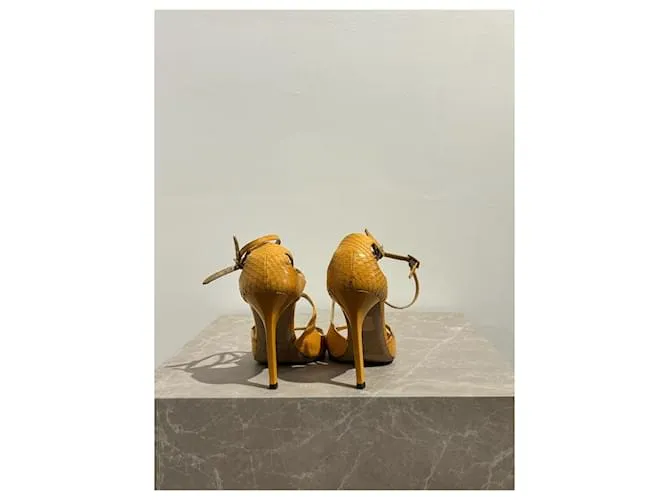 JIMMY CHOO Sandalias T.EU 37 Cuero exótico Amarillo 