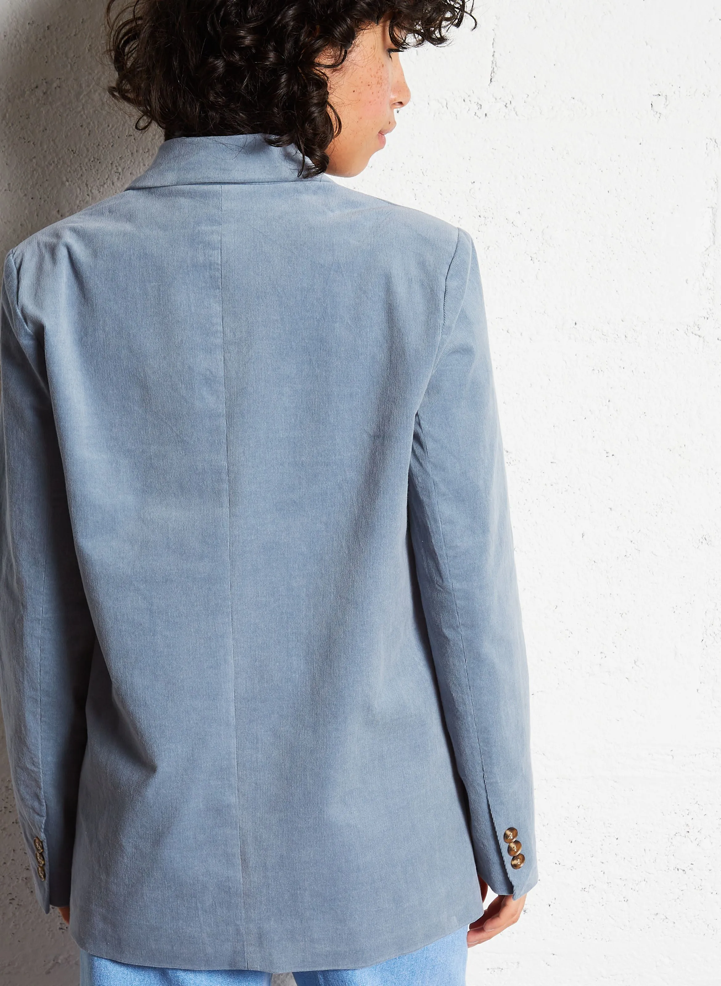 LA PETITE ETOILE VICTOIRE  CHAQUETA DE TRAJE HOLGADA DE ALGODóN MEZCLADO EN AZUL