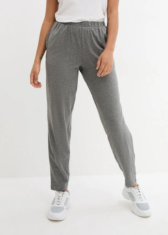 Ligero pantalón sin cierre con cómoda cintura de viscosa sostenible (2 pares) azul marino+gris moteado