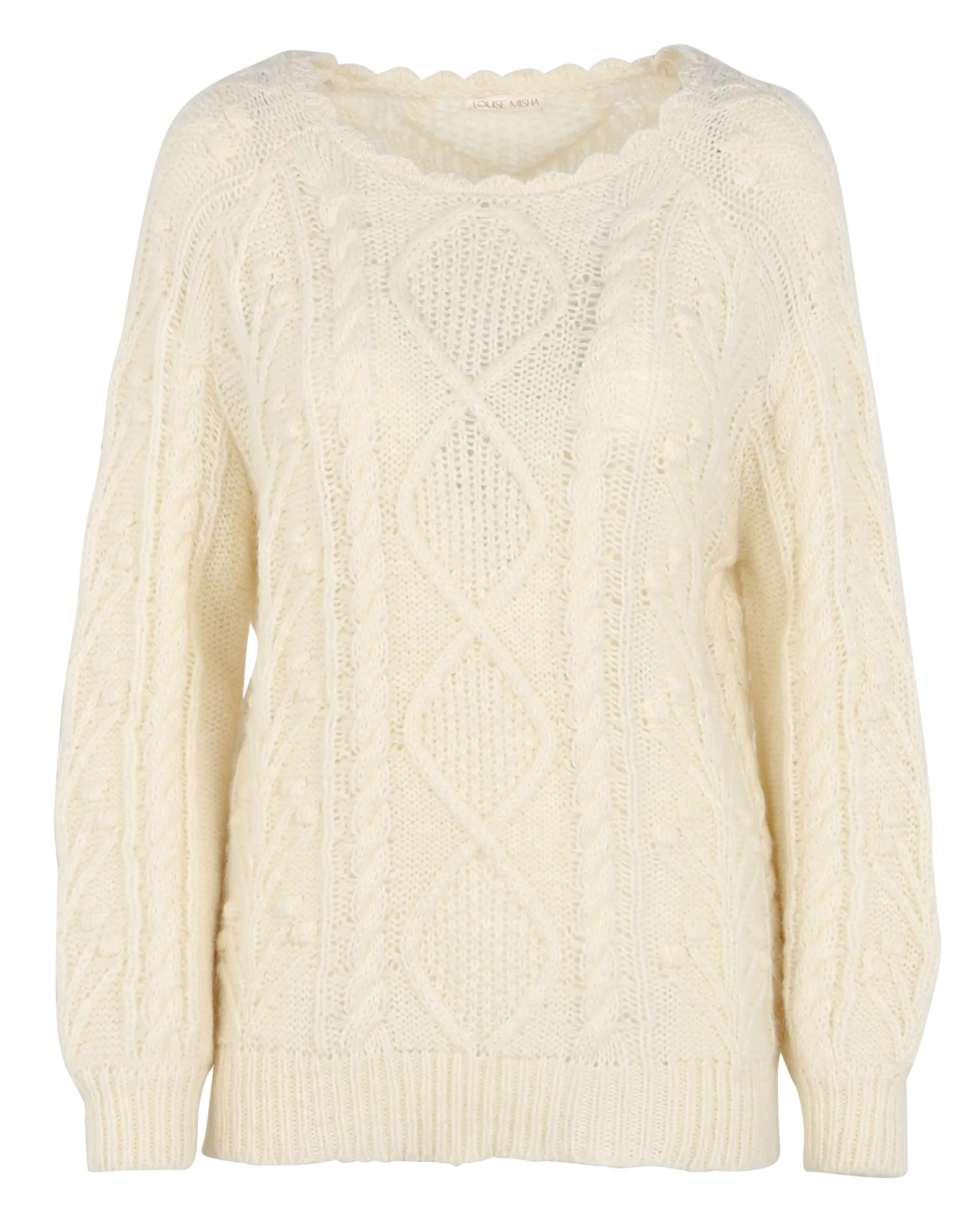 LOUISE MISHA SALCEA  JERSEY DE MEZCLA DE LANA CON CUELLO REDONDO Y CALADO EN BEIGE