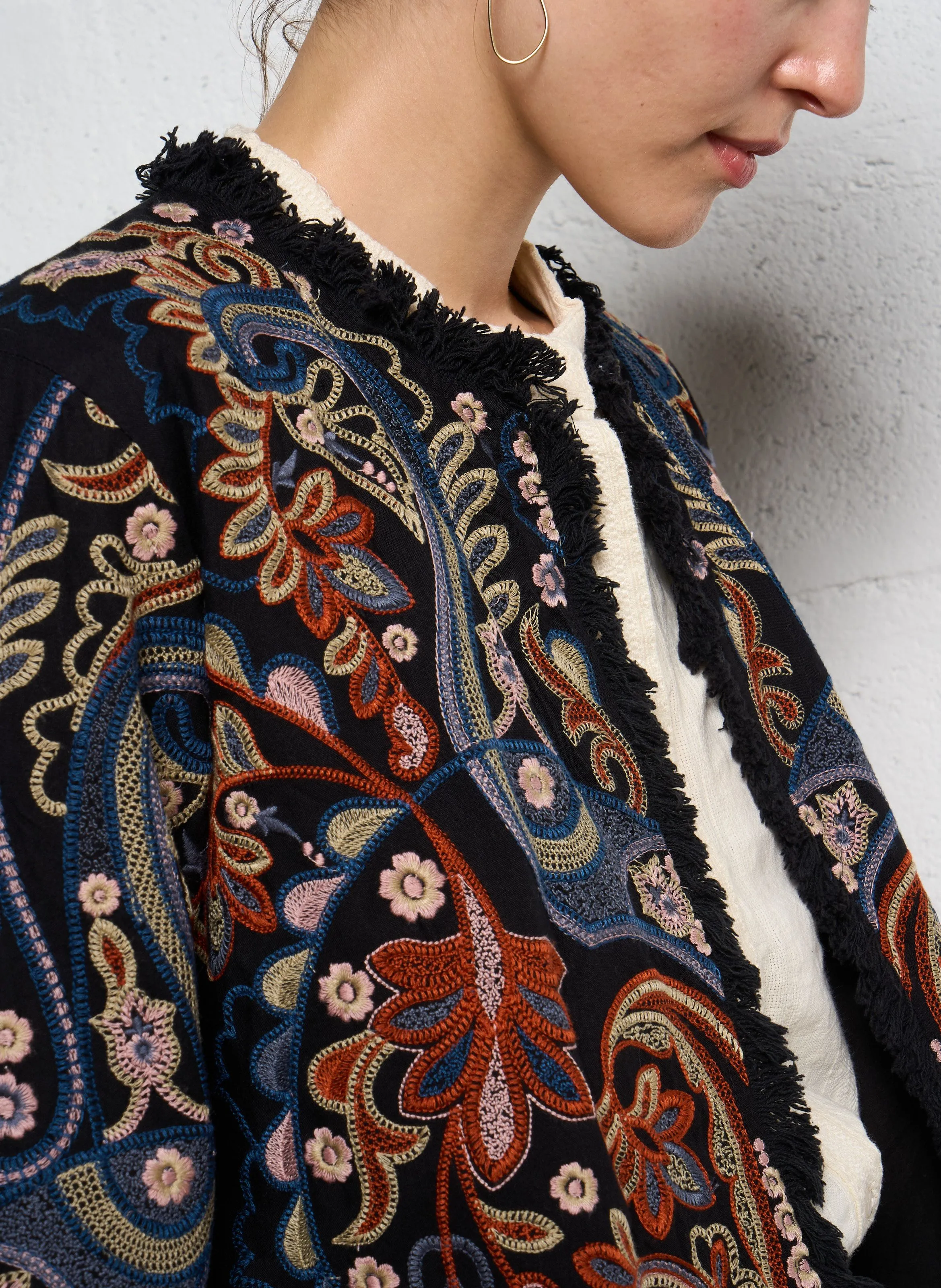 MAISON HOTEL SURESH  CHAQUETA RECTA DE ALGODóN CON CUELLO REDONDO EN MULTICOLOR