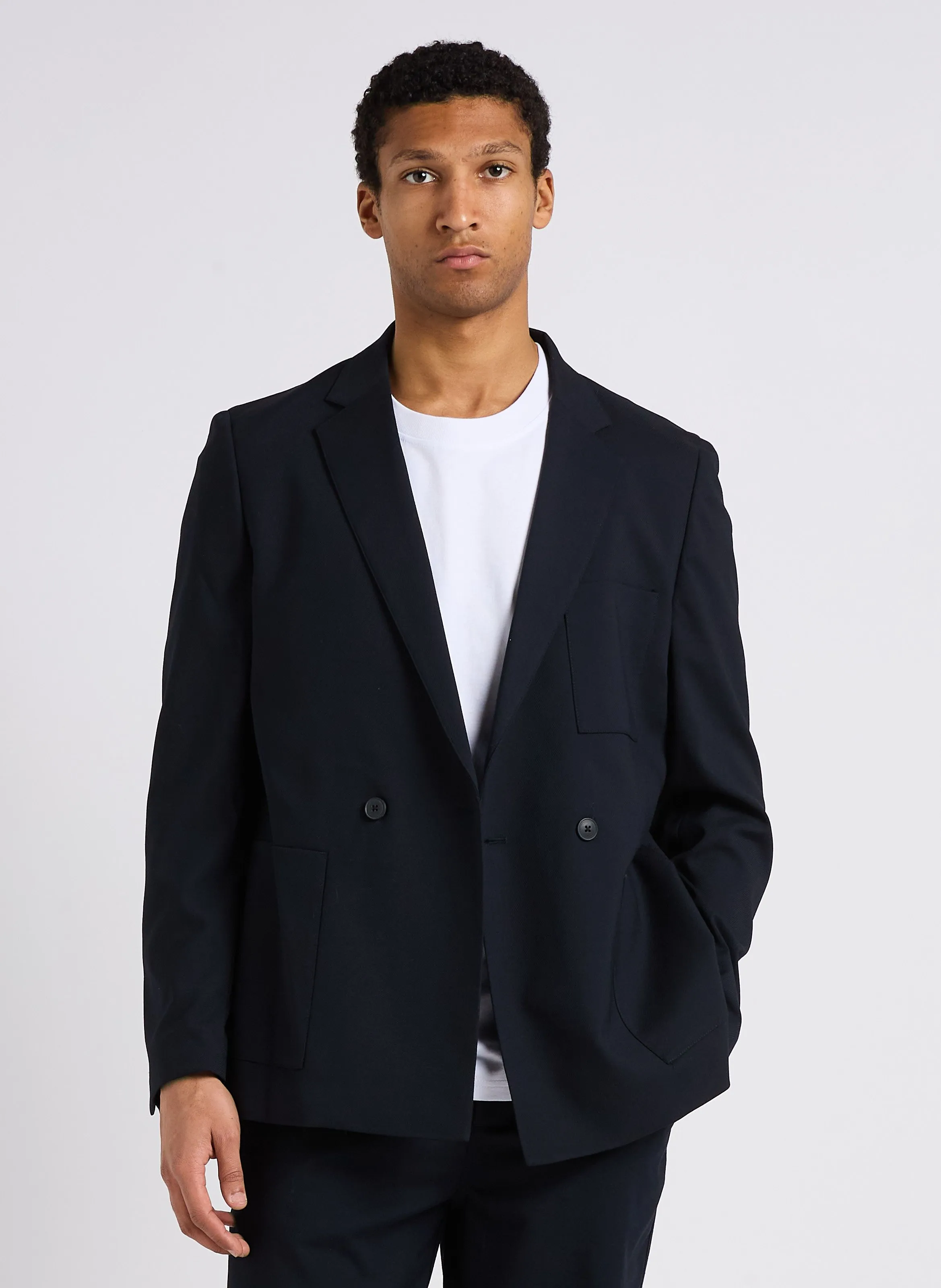MINIMUM BLANE 2908  CHAQUETA RECTA DE JACQUARD ABOTONADA EN AZUL