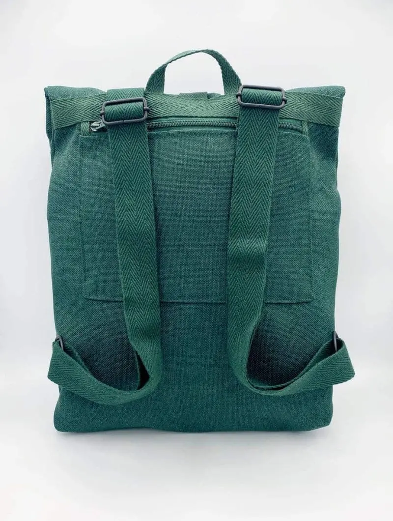Mochila reciclada de tela verde bosque