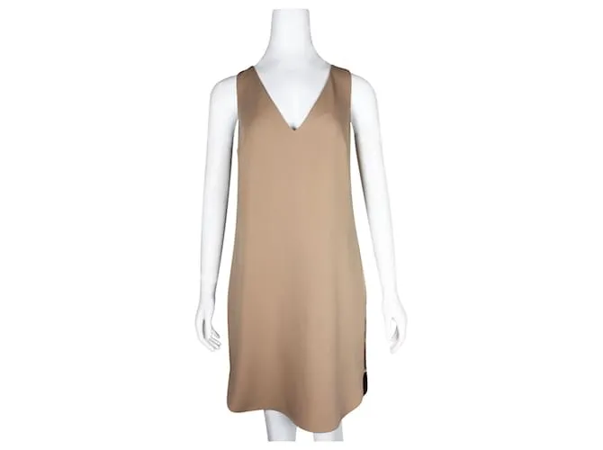 Polo Ralph Lauren Vestido con escote en pico marrón/caqui con paneles dorados Verde 