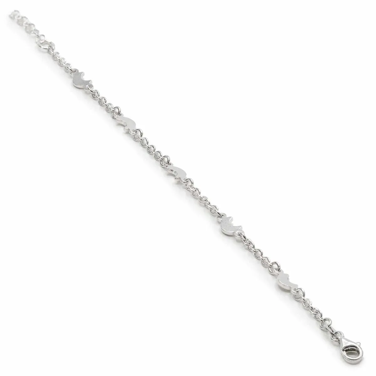Pulsera infantil de plata diseo luna y cadena