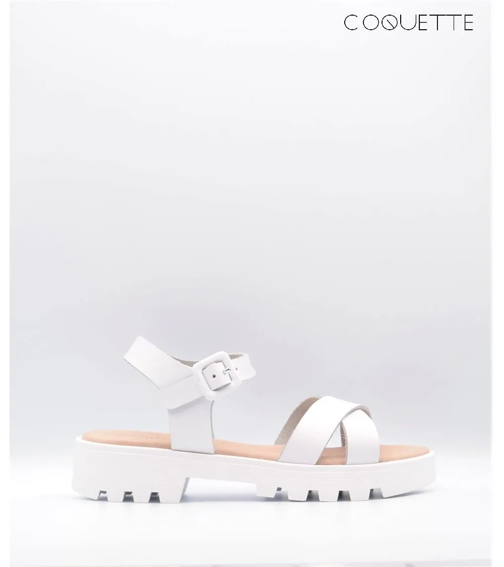 SANDALIAS NIÑA HEBILLA COQUETE CRUZADO BLANCO