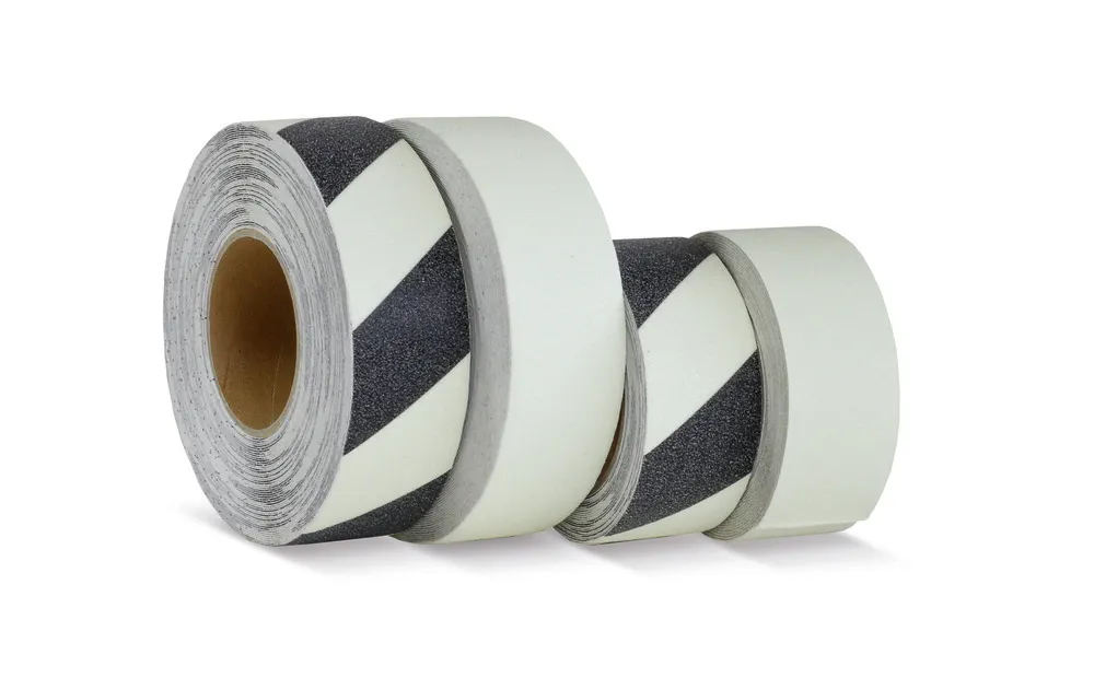 Superficie antideslizante, fluorescente negro/amarillo, rollo 25 mm x 6 m