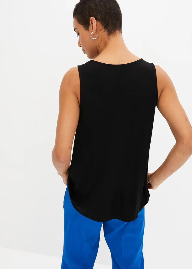 Top con cremallera de viscosa sostenible Negro