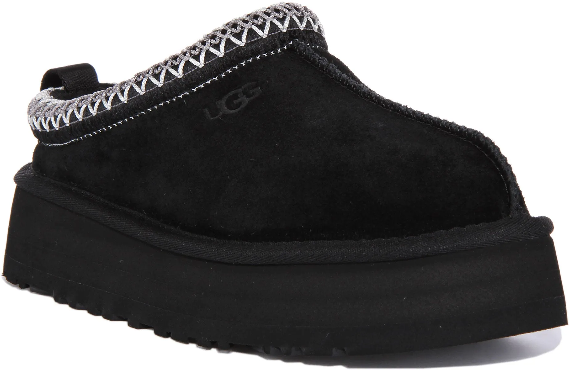 Ugg Tazz Pantuflas de ante para interior y exterior para mujer en negro