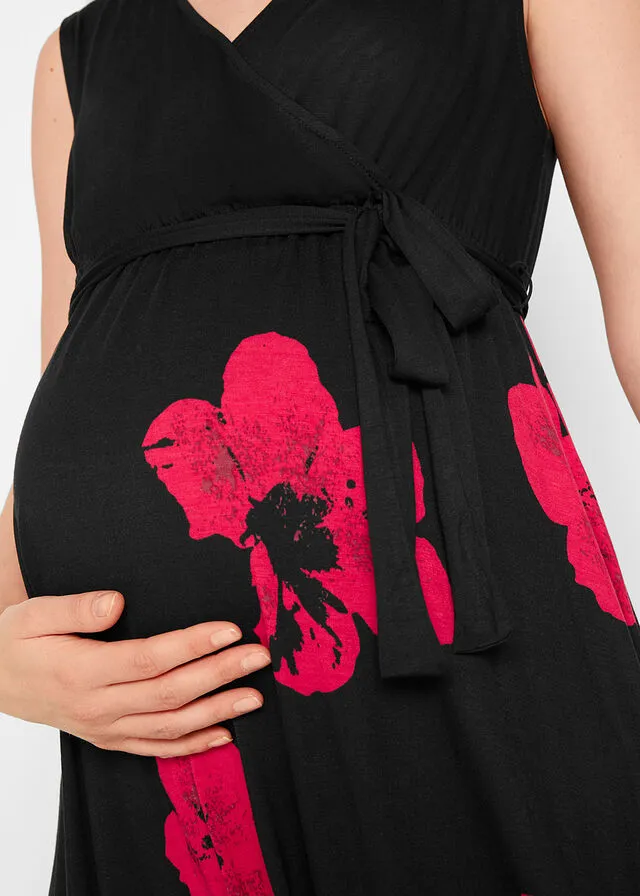 VESTIDO DE PUNTO PREMAMá/DE LACTANCIA CON VISCOSA SOSTENIBLE NEGROMAGENTA