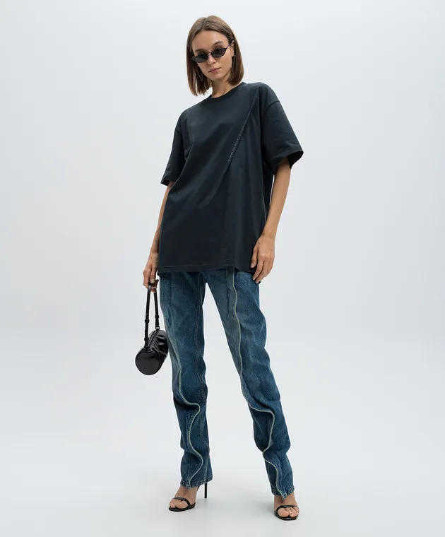 Y PROJECT BLACK TSHIRT EVERGREEN WITH A PRINT