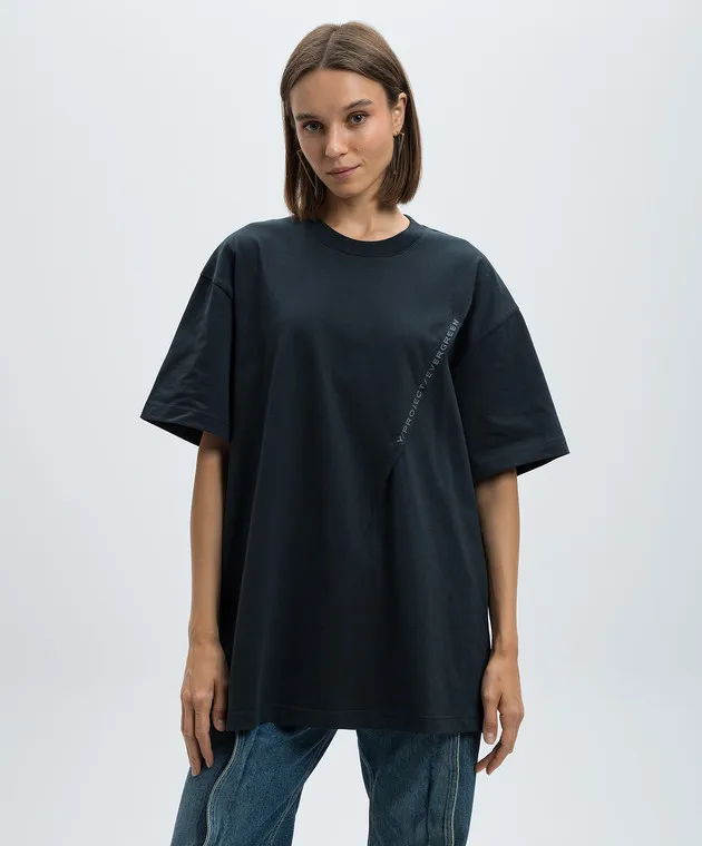 Y PROJECT BLACK TSHIRT EVERGREEN WITH A PRINT
