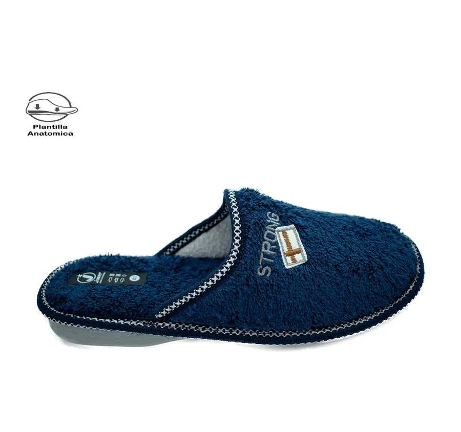 ZAPATILLA PARA CASA 35178 PANTUFLA RIZO AMERICANO BANDERA MARINO SUELA ANTIDESLIZANTE PISO BIORELAX 26138