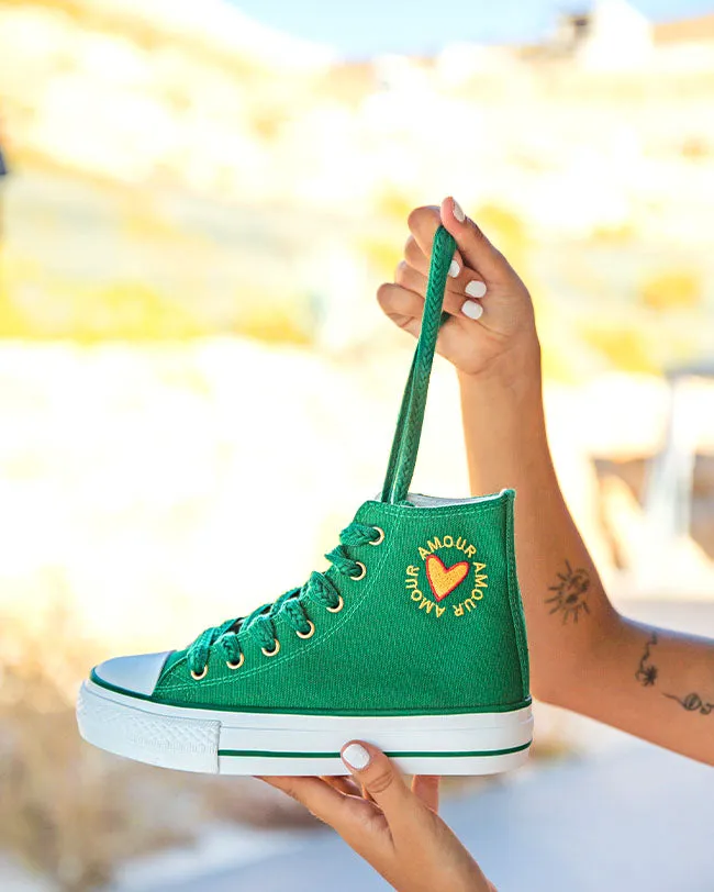 ZAPATILLAS DE MUJER VERDES DE CAñA ALTA EN TELA  DIANE