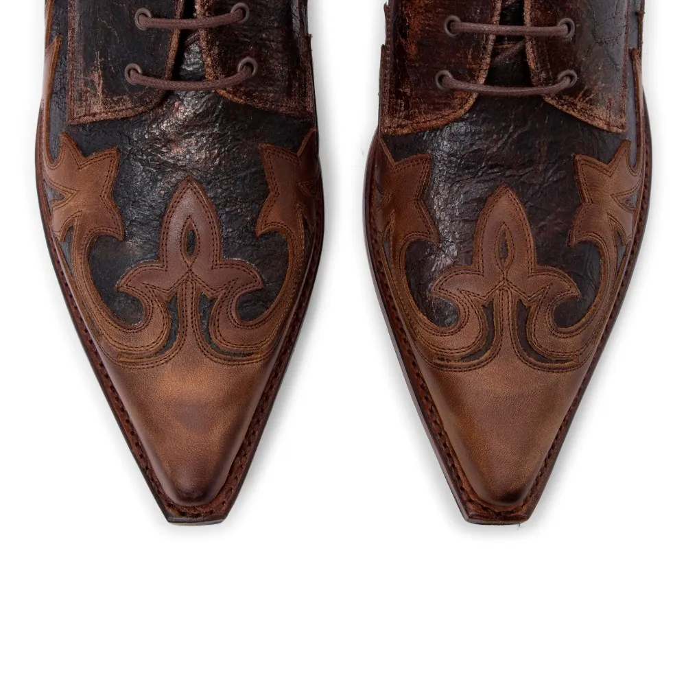 Zapatos Sendra 10066 Mezcal Western para hombre en cuero marrón rústico